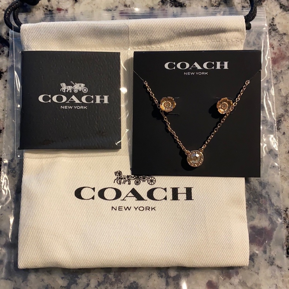 Coach Open Circle Necklace & Tea Rose Earrings